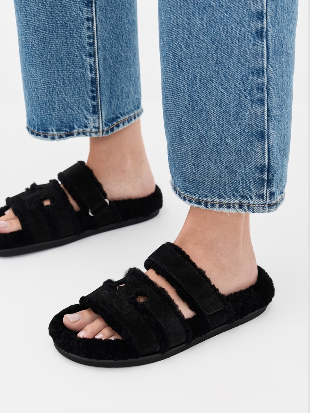 Tory Burch Ines Shearling Sport Slides